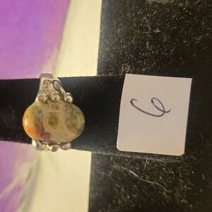 Elegant Silver and Orange Stone Ring